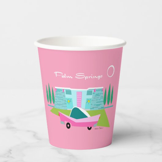 Gobelets En Papier Tasse en papier Retro Pink Palm Springs (Recto)