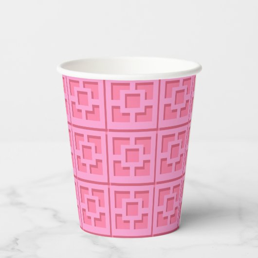 Gobelets En Papier Tasse en papier Retro Pink Trellis (Verso)