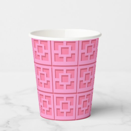 Gobelets En Papier Tasse en papier Retro Pink Trellis (Gauche)