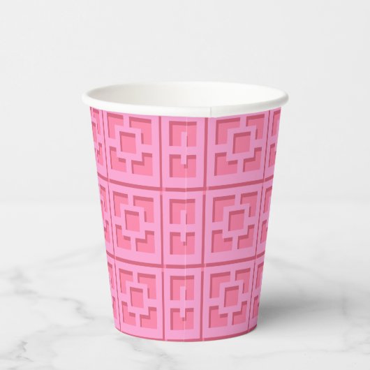 Gobelets En Papier Tasse en papier Retro Pink Trellis (Droite)