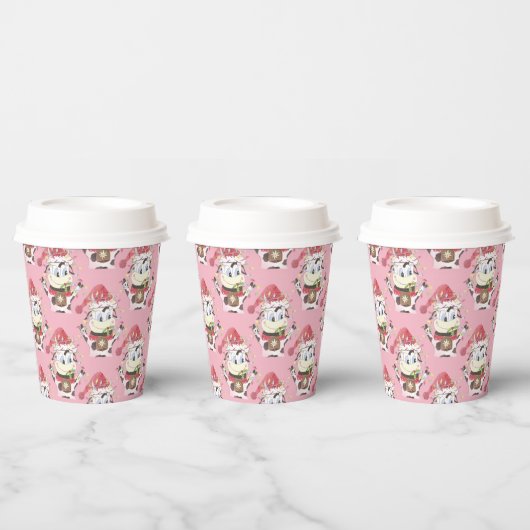 Gobelets En Papier Tasse en papier rose motif de vache de Noël avec c (Multi)