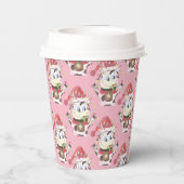 Gobelets En Papier Tasse en papier rose motif de vache de Noël avec c (Verso)