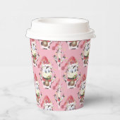Gobelets En Papier Tasse en papier rose motif de vache de Noël avec c (Droite)