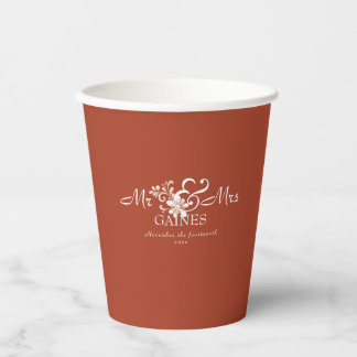 Gobelets En Papier Tasse en papier Rouge Brique Shabby Chic Mariage M