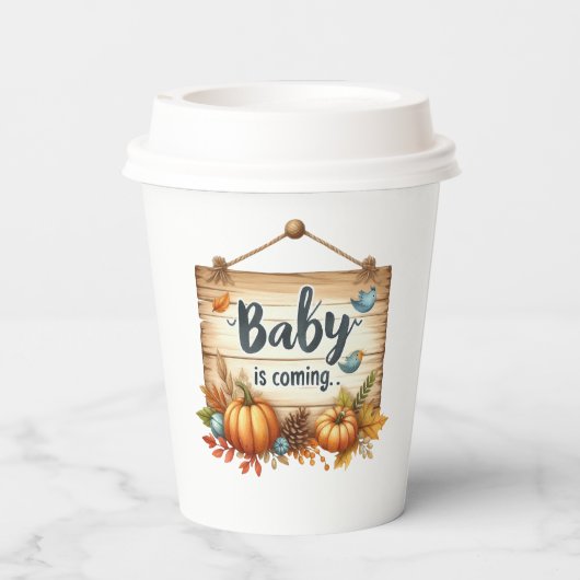 Gobelets En Papier Tasse en papier Rustique Autumn Baby showers tasse (Verso)