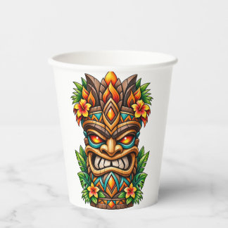 Gobelets En Papier Tasse en papier Tiki Couronne Palmier Doré