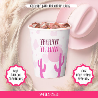 Gobelets En Papier Tasse en papier Western Dessert Cowgirl Rose