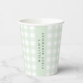 Gobelets En Papier Tasse papier En vichy verte (Gauche)