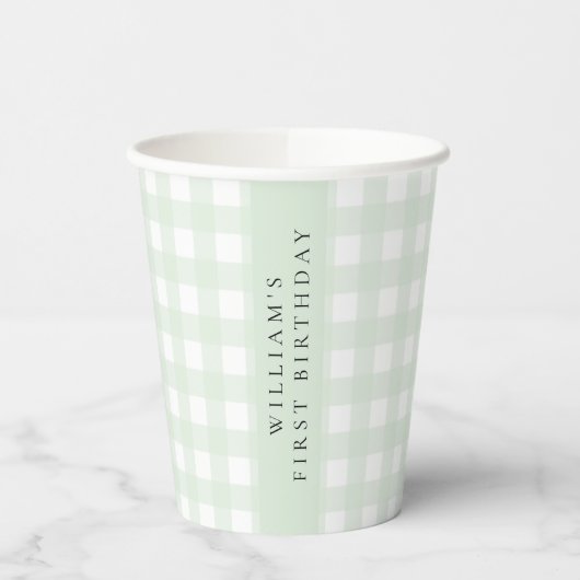 Gobelets En Papier Tasse papier En vichy verte (Gauche)