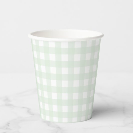 Gobelets En Papier Tasse papier En vichy verte (Recto)