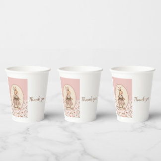 Gobelets En Papier Tasse personnalisée vintage Merci, Lapin floral