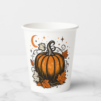 Gobelets En Papier Tasse Vintage Citrouille | G Automne Halloween Coz