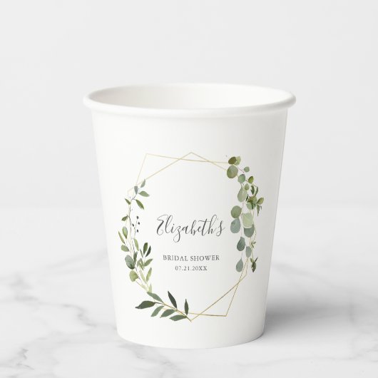 Gobelets En Papier Tasses à papier de Fêtes des mariées vertes (Verso)