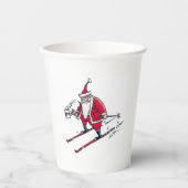 Gobelets En Papier Tasses à papier père Noël Skiing (Recto)