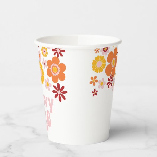 Gobelets En Papier Tasses à papier super un rétro Floral d'anniversai (Gauche)