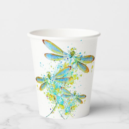 Gobelets En Papier Tasses à papier turquoises à éclaboussure de libel (Recto)