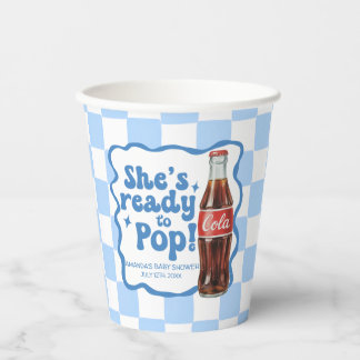 Gobelets En Papier Tasses Bleues pour Baby Shower "Elle est Prête à A