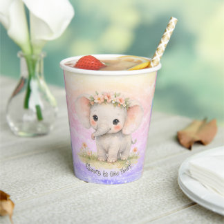 Gobelets En Papier Tasses d'anniversaire éléphant Arc-en-ciel Premier