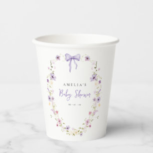 Gobelets En Papier Tasses de Baby shower de  de lavande Fleur sauvage