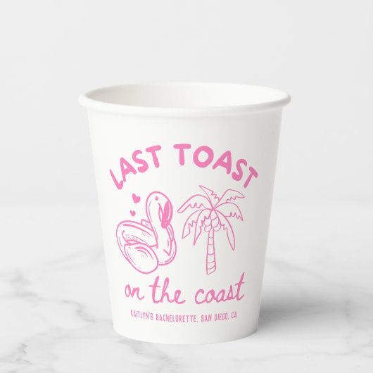 Gobelets En Papier Tasses de fête de Bachelorette Toast dernier rose (Recto)