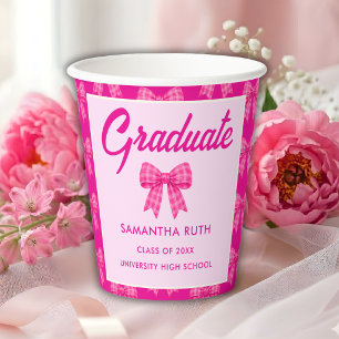 Gobelets En Papier Tasses de fête de remise des diplômes à nœud gingh