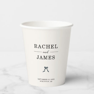 Gobelets En Papier Tasses de mariage élégantes minimalistes avec ruba