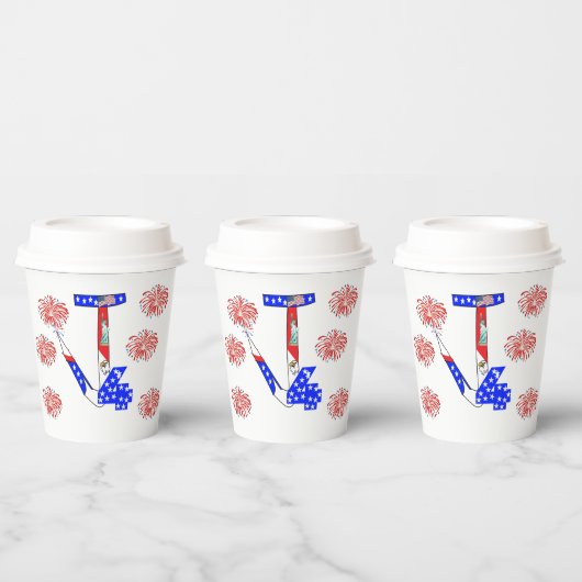 Gobelets En Papier Tasses de papier 4 juillet (Multi)