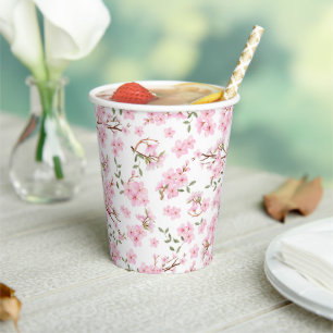 Gobelets En Papier Tasses de papier en fleurs de cerisier