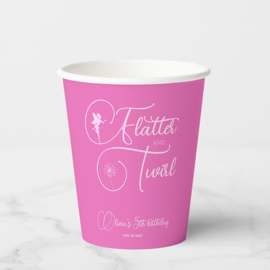 Gobelets En Papier Tasses De Papier Fraisé Rose Simples Et Élégantes (Recto)