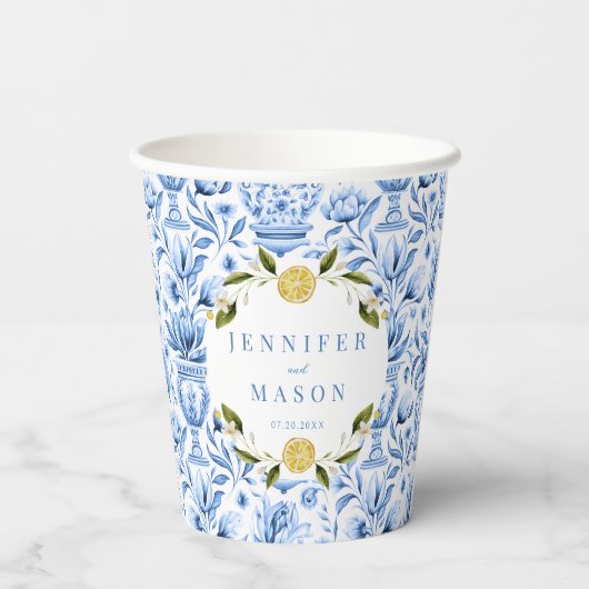 Gobelets En Papier tasses de papier mariage au citron méditerranéen i (Verso)