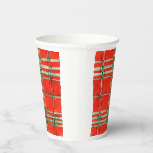 Gobelets En Papier Tasses de papier TARTAN SCOTT ROUGE (Droite)