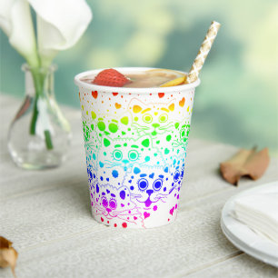 Gobelets En Papier Tasses en papier à chats colorés