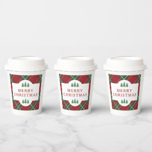 Gobelets En Papier Tasses en papier à motif carreaux rouges de Noël c