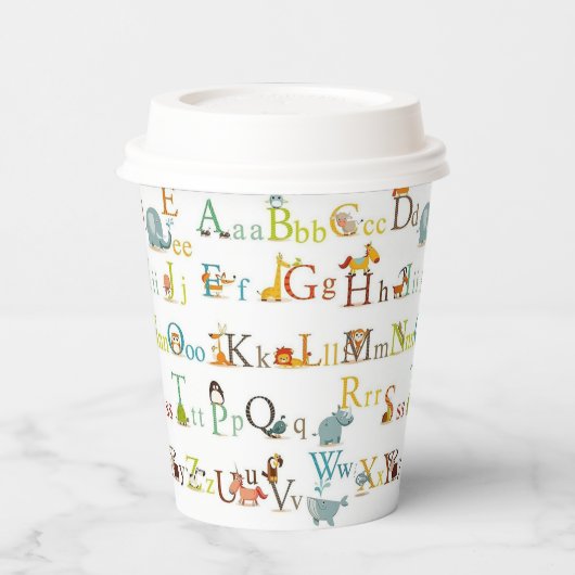 Gobelets En Papier Tasses en papier - Alphabet (Gauche)