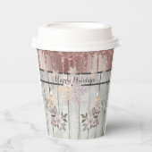 Gobelets En Papier Tasses en papier avec capuchons 8 bougies, flocons (Recto)