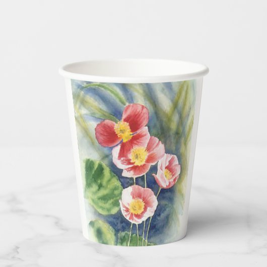 Gobelets En Papier tasses en papier avec design floral (Verso)