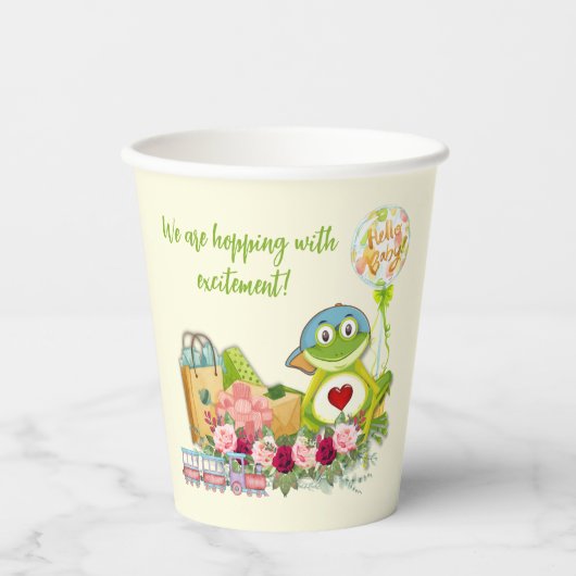 Gobelets En Papier Tasses en papier Baby shower Whimsical Boy Frog (Recto)