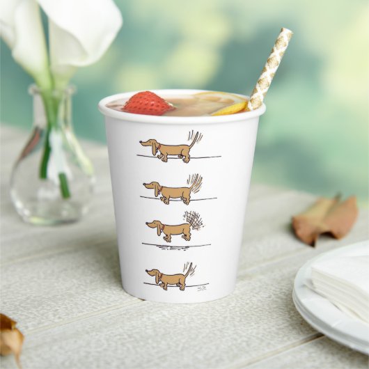 Gobelets En Papier Tasses en papier brun Dachshund volantes (Insitu)