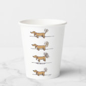 Gobelets En Papier Tasses en papier brun Dachshund volantes (Recto)