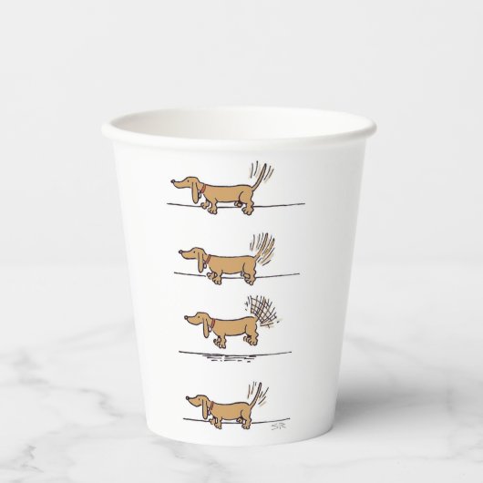 Gobelets En Papier Tasses en papier brun Dachshund volantes (Recto)