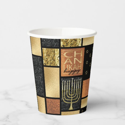 Gobelets En Papier Tasses en papier "Chanukah Sparkley Tiles" 8 oz. (Gauche)