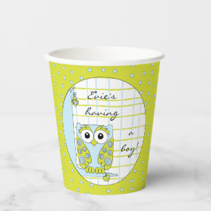 Gobelets En Papier Tasses en papier "Chouette bleue/verte" 8 oz.