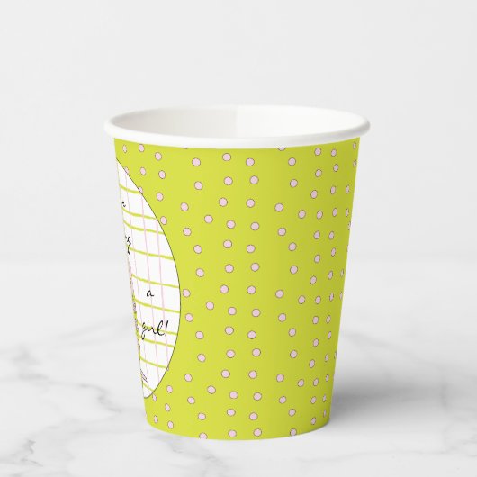 Gobelets En Papier Tasses en papier "Chouette rose/verte" 8 oz. (Gauche)