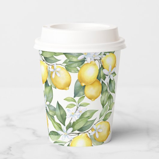 Gobelets En Papier Tasses en papier Citron agrumes 1er anniversaire. (Verso)