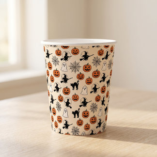 Gobelets En Papier Tasses en papier Citrouille de Sorcière Halloween