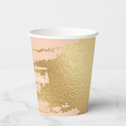 Gobelets En Papier Tasses en papier "Classic Light Gold/Pink" 8 oz. (Verso)