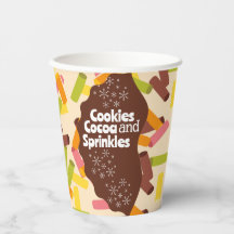 Tasses en Papier Cookies de Noël, Cacao et Paillet