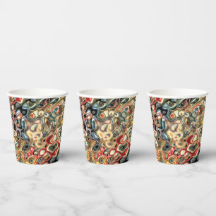 Gobelets En Papier Tasses en papier d'art abstrait