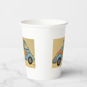 Gobelets En Papier Tasses en papier de Car Hippie avec Dachshund