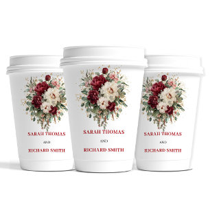 Gobelets En Papier Tasses en papier de mariage Luxe Blush Burgundy Go